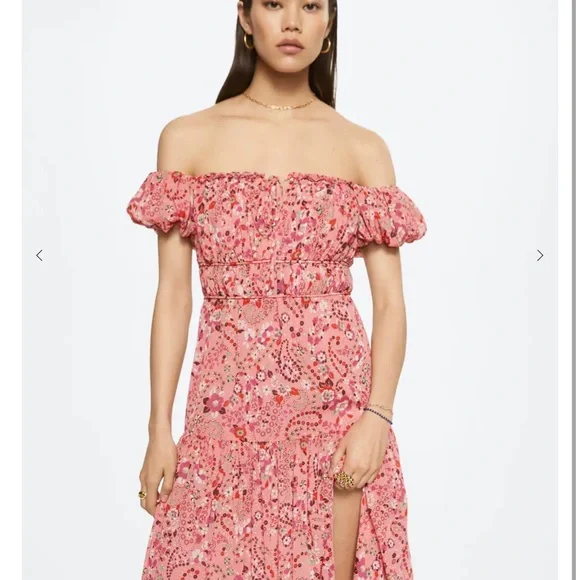 Mango | Dresses | Mango Ruched Detail Flower Dress | Poshmark